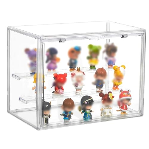 Pizsieat Vetrina Espositiva Acrilico Trasparente,Teca Espositiva Teche per Collezionismo,con 2 Scalas Staccabile Per Collezionismo, Pop Figure,Pop Mart,Rocce, Mini Giocattoli