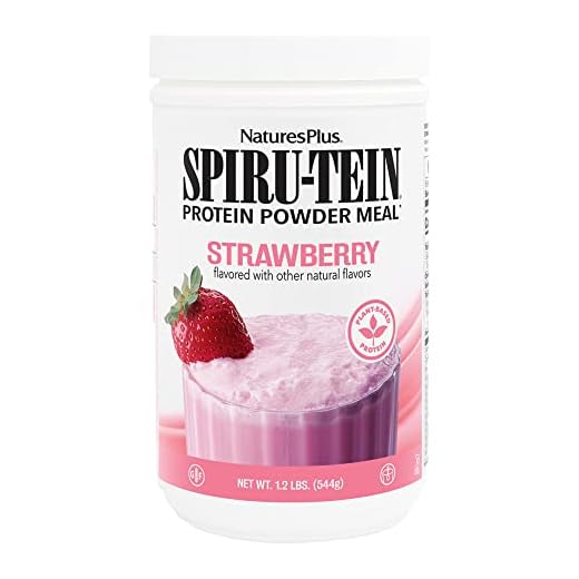 NaturesPlus SPIRU-TEIN, Strawberry - 1.2 lb - Plant-Based Protein Shake - Non-GMO, Vegetarian, Gluten Free - 16 Servings
