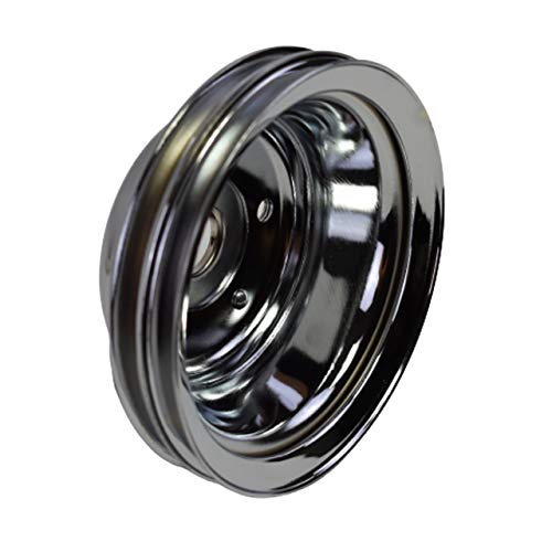 A-Team Performance - Crankshaft Pulley Double-Groove Lwp Long Water Pump - Compatible With Small Block Chevy Sbc 262 265 267 283 302 305 307 327 350 400 Chrome Steel #TOP2