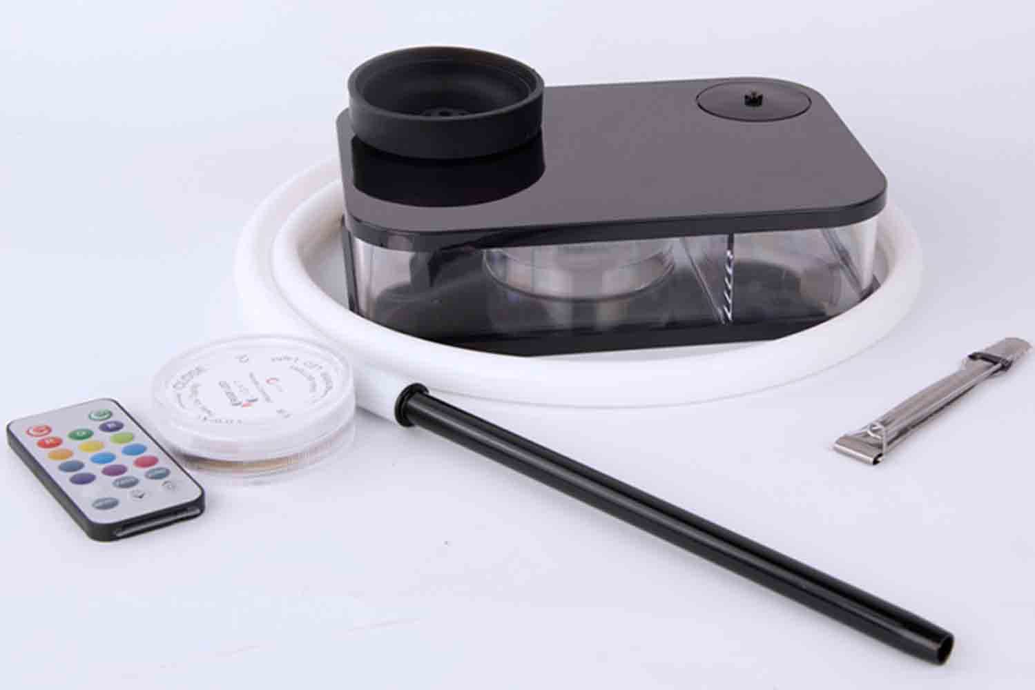 TAGU Arab Hookah Set, Portable Acrylic Arab Hookah Shisha Set with LED Lamp, Silicone Bowl and Pipe (Black)