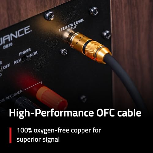 Fluance Premium Grade Subwoofer Cable with Gold-Plated RCA Connectors, High-Performance OFC Cable with Durable Rubber Insulator for Subwoofer, Home Theater, Amplifier - 12 ft by Fluance - Image 3
