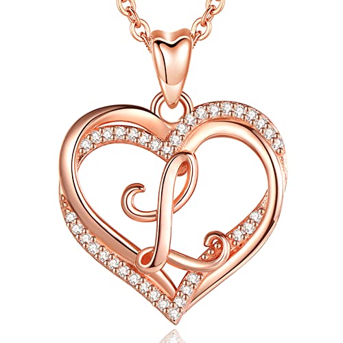 INFUSEU Initial L Necklace with Heart