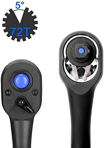 HELAKLS 3 Piece Ratchet Set 1/2 Inch 3/8 Inch 1/4 Inch Drive Socket Spanner Quick Release Composite Offset Handle Reversible Gear for Gift 72 Teeth