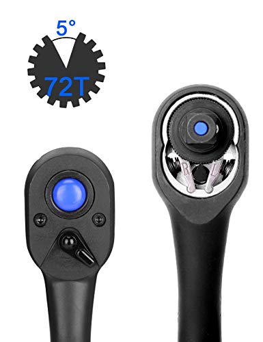 Helakls 3-Piece Ratchet Set 1/2" 3/8" 1/4-Inch Drive Socket Wrench Quick-Release Composite Offset Handle Reversible Gear Spanner For Gift 72-Tooth #TOP2