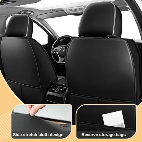 Image of Car Seat Cover for Chevy Equinox 2005-2026 Black&Gray 5 Seat | Nappa Leather Car Seat Protector Fashion Anti-Slip Waterproof Breathable Easy to Install, Auto Interior Accessories(Full Set)