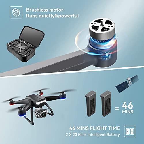 4DRC F11 GPS Drone with Camera for Adults 4K,5GHz FPV RC Quadcopter for Beginners Toys,Brushless Motor,GPS Auto Return Home,Follow Me,Waypoints,2 Batterys and Carrying Case