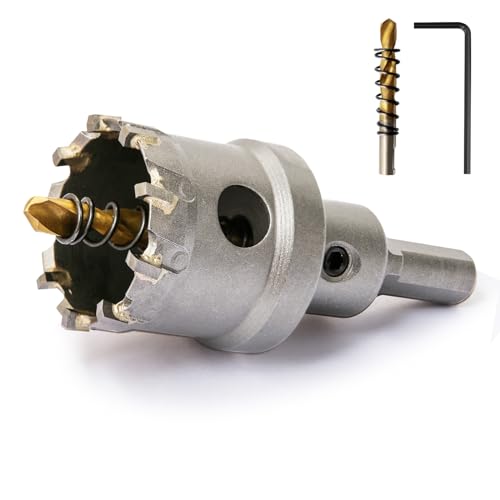 Josaton TCT Carbide Hole Saw for Hard Metal 35mm Tungsten Steel Hole Cutter with Titanium Pilot Drill Bit for Metal, Stainless Steel, Iron, Wood, Aluminium, Plastic