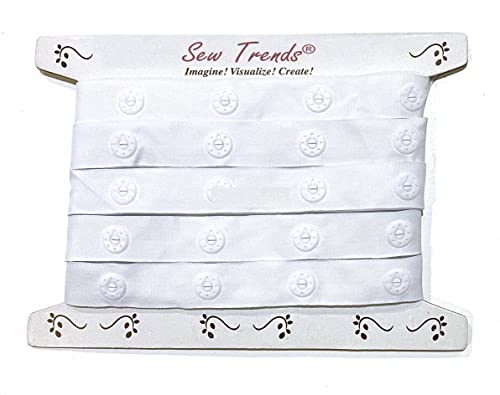 2 Yards Plastic Snap Button Large Jumbo Size Polyester Tape Hook & Eye Zipper Popper Press Stud Fastener - White #TOP19