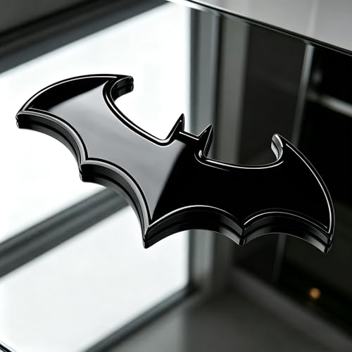 Image of 3D Metal Chrome Bat Emblem Badge Sticker Decoration for Car, Truck, Motorcycle, RV, Scooter, SUV, Door, Window (Black Bat)