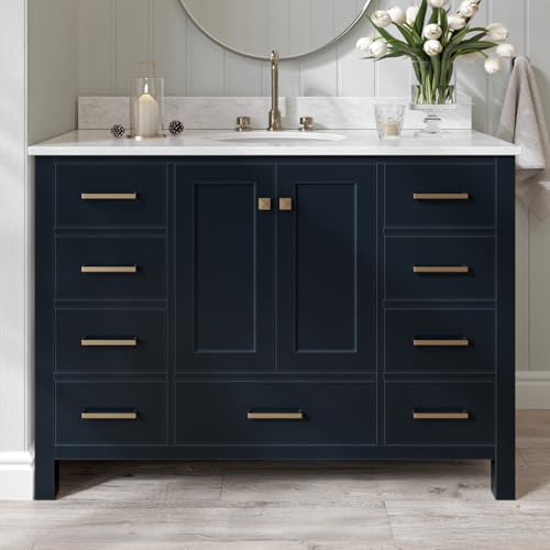 ARIEL 49" Midnight Blue Bathroom Vanity with Italian Carrara Marble