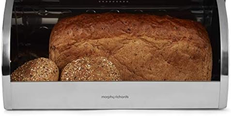 Morphy Richards 976001 Dune Bread Bin, Stainless Steel Roll Top Design, White