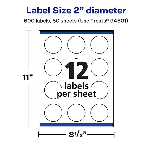 Avery Glossy Clear Round Labels, Sure Feed Technology, 2" Diameter, 600 Glossy Clear Labels, Print-to-The-Edge, Laser/Inkjet Printable by Avery - Image 5