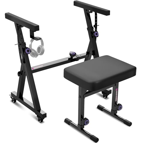 Liquid Stands Adjustable Piano Keyboard Stand & Bench Set