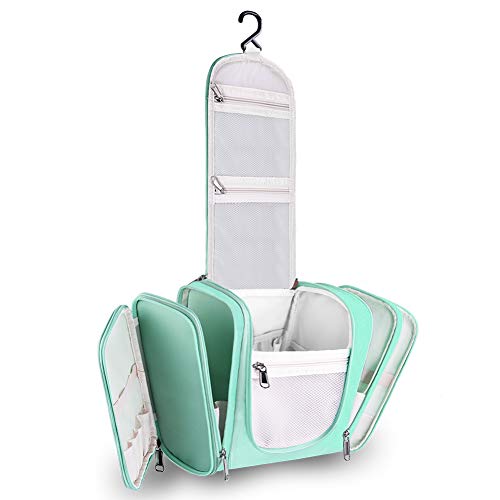 Preisvergleich Produktbild Multifunktionale Kulturbeutel,Kulturtasche für Männer und Frauen,Waschbeutel mit großer Kapazität, Großer Kulturbeutel zum Aufhängen für Reisen mit Haken, Zwei Farben zur Auswahl (Zartes Grün)