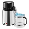Water Distiller, 4L 1.05 Gallon Pure Water Purifier Filter for Home Countertop, 750W Distilled Water Maker, Stainless Steel Interior Distiller Water Making Machine to Make Clean Water, Silvery