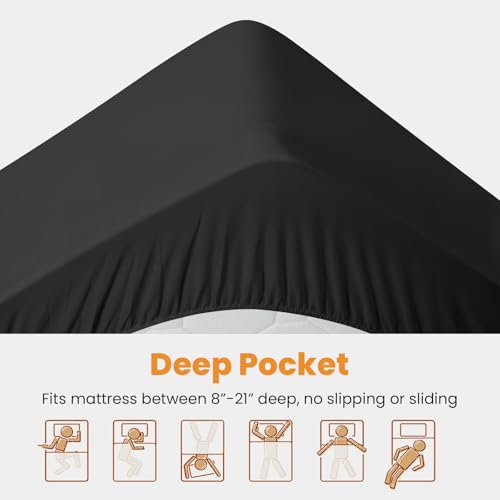 MATBEBY California King Mattress Pad - Cooling Breathable Mattress Topper, Quilted Fitted Mattress Protector, Pillow Top Mattress Cover with 8-21" Deep Pocket, Soft, Machine Washable, Black, Cal King
