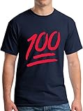 Mens 100 Percent T-Shirt Red Emoji One Hunnid Logo Tee Navy XXL