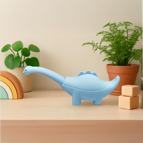 Image of Silicone Spoon for Baby, Blue Baby Feeding Spoon, Silicone Kids Spoon with Dinosaur Case, 1 Pc, Travel Friendly Mealtime Utensil, Daily Feeding Essential