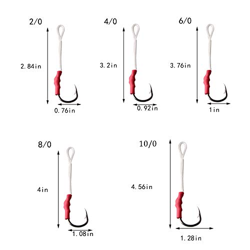 53Pcs/Box Fishing Assist Hooks With Pe Line - Saltwater Jig Fishing Hooks Butterfly Jig Hooks Split Ring Slow Pitch Jig Hooks Stainless Steel Hooks For Trolling #TOP3