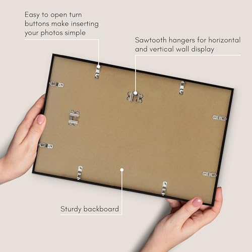 Americanflat 17x11 Picture Frame with Polished Plexiglass - Streamline Collection - Thin Border Picture Frame for Wall Display - Hanging Hardware Included - Black