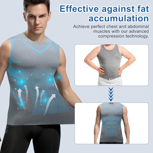 Mens Slimming Compression Shirt, Slimming Undershirt Shirts for Men Body Shaper Vest Shapewear Tummy Control3