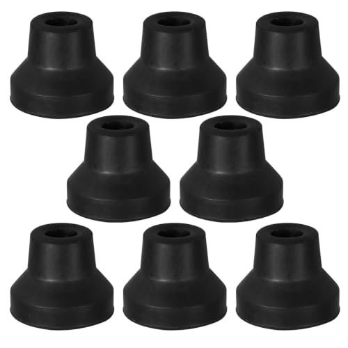 MALUGOGO 8 puntas de goma de repuesto para muletas y bastones de caminar, tapas de goma negras resistentes con patrones antideslizantes profundos, diseño fácil de usar para escaleras y pasillos