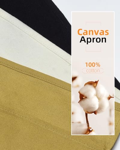 Shelvestar Short Canvas Work Waist Tool Apron with 3 Pockets, Beige - 5