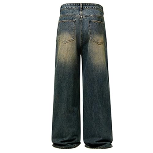 Men's Hip Hop Jeans Vintage Washed Baggy Jeans Loose Fit Wide Leg Denim Pants Casual Trendy Y2k Distressed Pants4