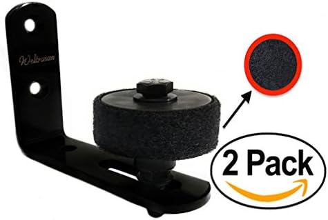 Black Bottom Floor Guide Stay Roller Adjustable for Sliding Barn Door Hardware (Pack of 2)