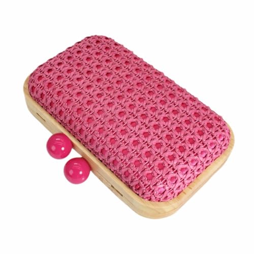 Image of Women Straw Clutch Purse Handwoven Summer Evening Bag Beach Straw Handbag Wedding Party Clutch Bag Wicker Purse