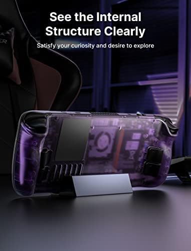 JSAUX Transparent Back Plate Compatible for Steam Deck, DIY Clear Edition Replacement Shell Case Compatible with Steam Deck, Buttons with Three Different Heights and Feel - PC0106 [Purple] - 4