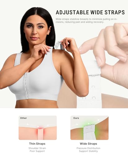Image of FeelinGirl Mastectomy Bras for Women Compression Post Op Surgery Bra Front Closure Surgical Recovery Everyday Bra