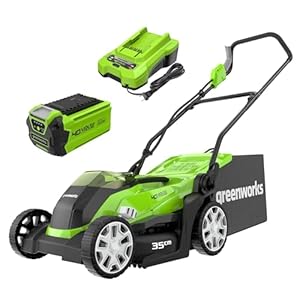 Greenworks 40V Kabelloser Akku Rasenmäher für Flächen bis zu 200 m², 35 cm Schnittbreite, 40-Liter-Sack PLUS 40 V 2Ah-Akku & Ladegerät, 3 Jahre Garantie-G40LM35K2
