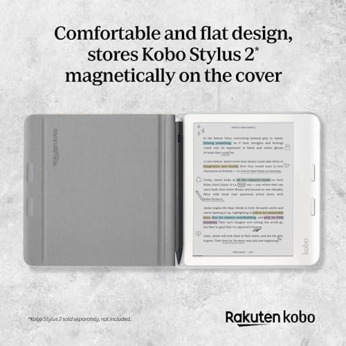 Kobo Libra Colour SleepCover Case | Black Notebook | Sleep/Wake Technology | Built-in 2-Way Stand | Vegan Leather | Compatible with 7 Kobo Libra Colour eReader