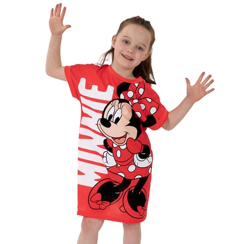 Disney Minnie Mouse Girls Nightdress, Minnie Girls Nightie, Polka Dot Night Dress For Kids, Red 3-4 Years - Image 5