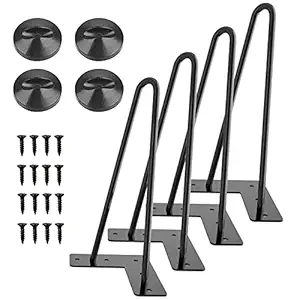 Bombking Hairpin Legs 12 Inch Iron Furniture Legs Mid Century Modern Style Heavy Duty Table Legs for Cabinet, Wardrobe, TV Cabinets, Drawers, Nightstand-with Floor Protectors and Screws