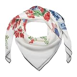 DuduYH Planter with Red Flower Small American Flag Women Hair Scarf Square Silk Like Head Scarves Handkerchief Satin Neck Scarf