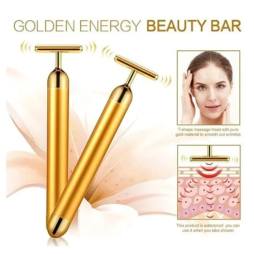 Massageador Facial Elétrico Gold 24k Harmonização Facial Botox Efeito Lifting Anti-Rugas, Prevenção