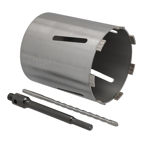 Couronne de forage diamantée à six pans de long (200 mm) avec perçage et foret de centrage - Longueur utile : 180 mm - Diamètre : 162 mm - Couronne de forage à béton