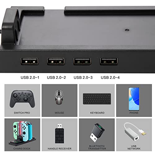 2019 Hub Dock For Nintendo Switch Dock, Switch Usb Hub For Nintendo Switch With 4 Output Ports For Wired Pro Controllers, Keyboard, Joy-Con Dock, Switch Controller Adapter, Mobile Phone, Etc #TOP3