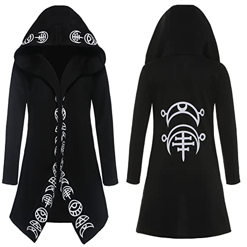 Diffstyle Women Moon Gothic Witchcraft Punk Vintage Casual Long Hoodies Top Sweatshirt (4Xl) Black #TOP2