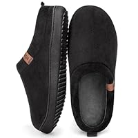 MERRIMAC Men/'s Slip-on Slippers Comfy Memory Foam Non-slip Indoor House Shoes Dark Black,7/8 UK