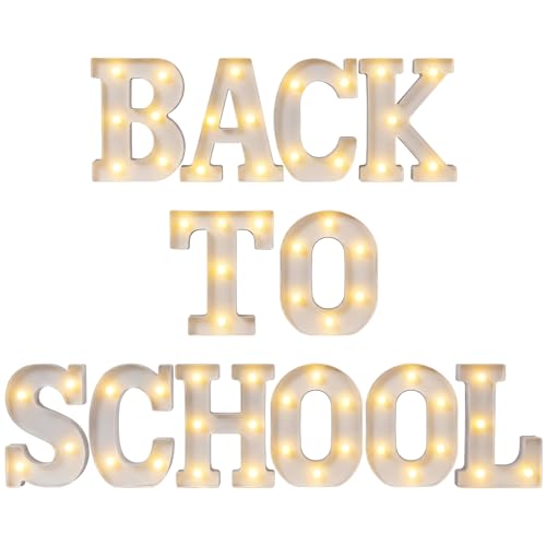 Wettal 12 Pcs Back to School Party Decorations Back to School Light Sign for Wall Shelf Table Classroom Bulletin Board Decor Marquee LED Light Letters for Nursery Room Preschool Kindergarten Decor - Image 6