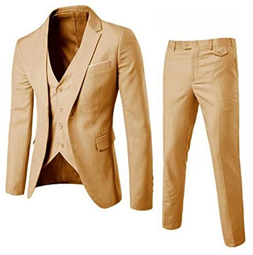 Maiyifu-GJ Elegant and Timeless Men's Tuxedo Suit - 3-Pieces, Slim-Fit Solid Color Jacket, Vest, and Pants