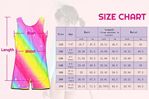 Jeskids Leotards For Girls Gymnastics With Shorts Dance Biketards Tumbling Matching Hair Scrunchie Rainbow Neon 4-5 Years #TOP5