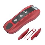 Aojezoor Bordeaux red Key Fob Cover Compatible with Porsche Cayenne 2018-2025 Panamera 2017-2024 911 2019-2023 Taycan 2019-2024 Compatible with Porsche Key Cover
