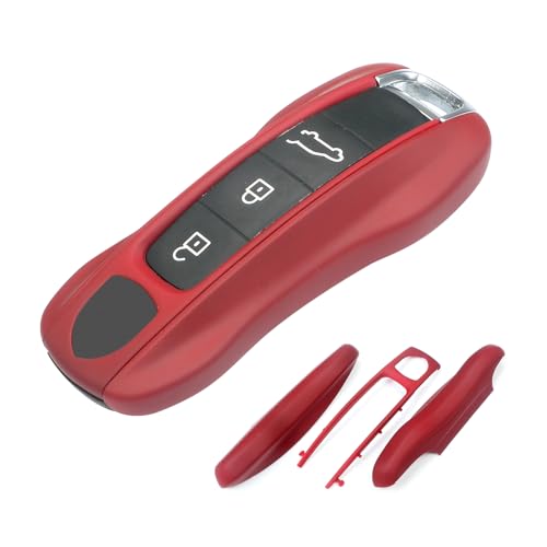 Aojezoor Bordeaux red Key Fob Cover Compatible with Porsche Cayenne 2018-2025 Panamera 2017-2024 911 2019-2023 Taycan 2019-2024 Compatible with Porsche Key Cover