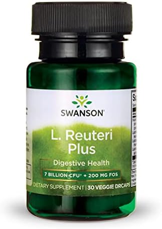 Swanson L. Reuteri Probiotic Plus with L. Rhamnosus L. Acidophilus & FOS Prebiotic Digestive Support 7 Billion CFU 30 Veggie Capsules