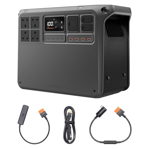 DJI Power 2000 Portable Power Station, 2048Wh LFP Battery, Compact Size, 3000W Stable Output, 0-80% Recharge in 45 Mins, Car Charging, Camping & RVs, Road Trip, Off-Grid