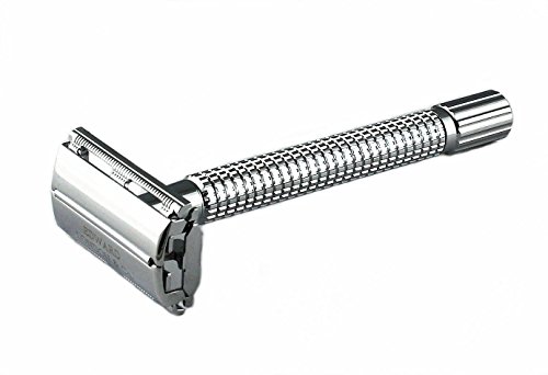 Edward London & Co. Classic Chrome Heavy Long Handle Double Edge Butterfly Open Safety Razor